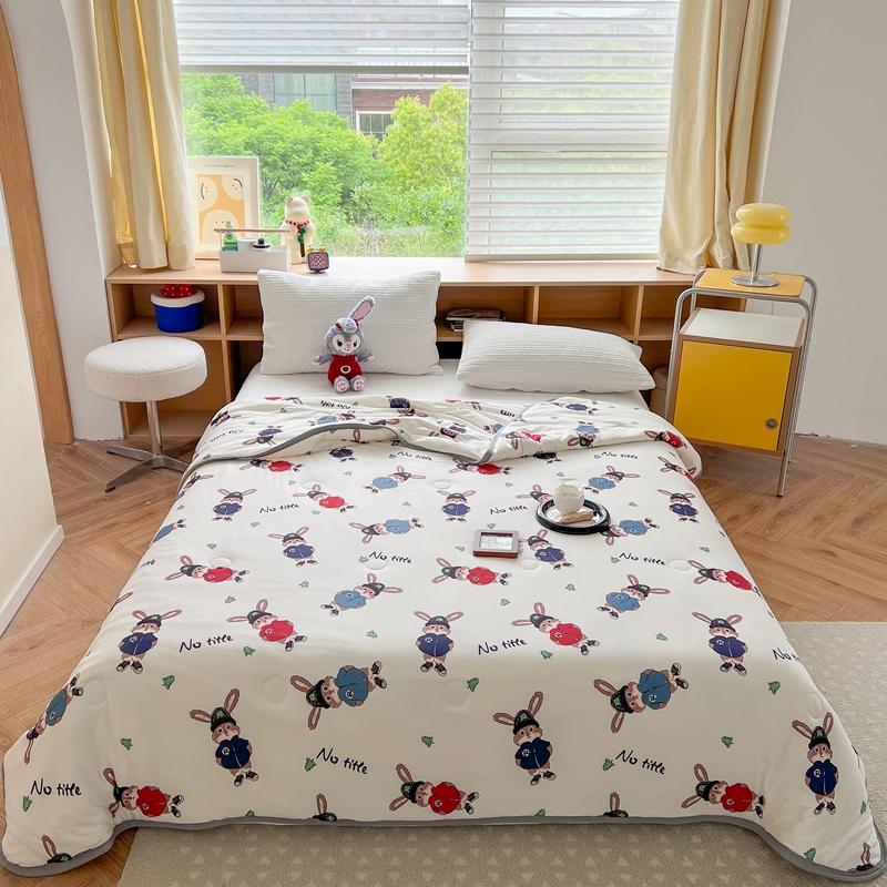 Cartoon Dinosaurs Penguins Summer Quilt Funny Animals Pattern Air-conditioning Cool Comforter Breathable Soft Thin Blanket