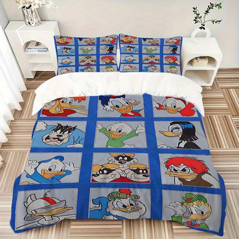 3pcs Donald Duck & Friends Character Printed Quilt Set Soft and Comfortable Quilt Cover for Bedroom, Guest Room Bedding Set