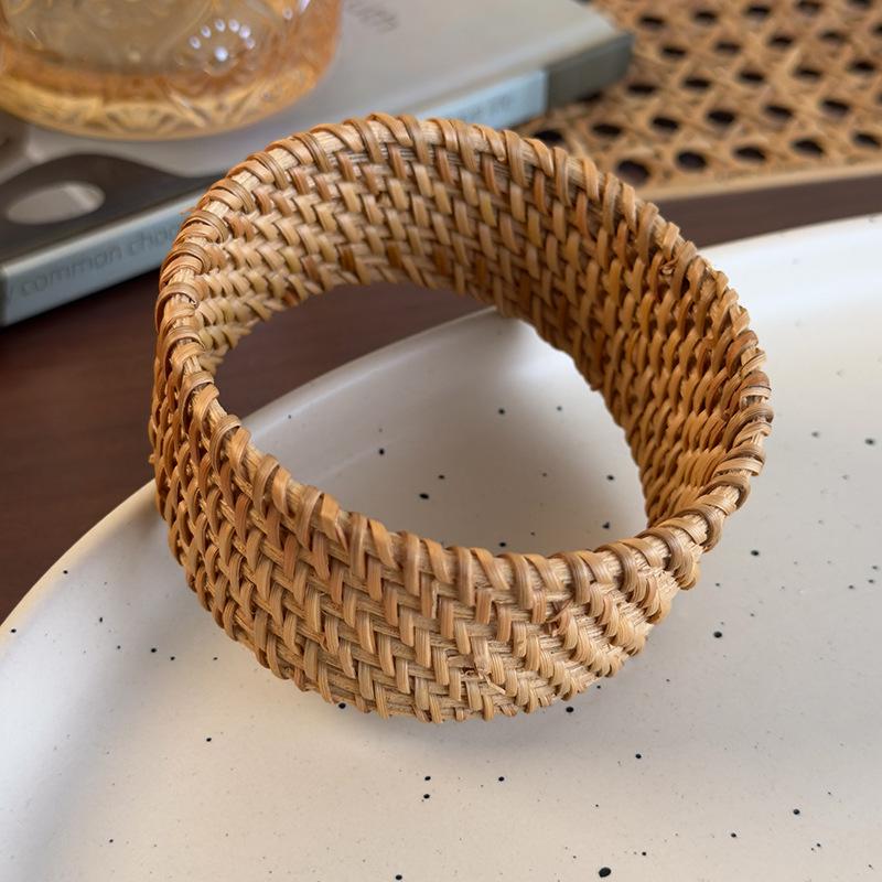 Pulsera Vintage de Acrílico Acetato de Borde Ancho Circular para Mujer