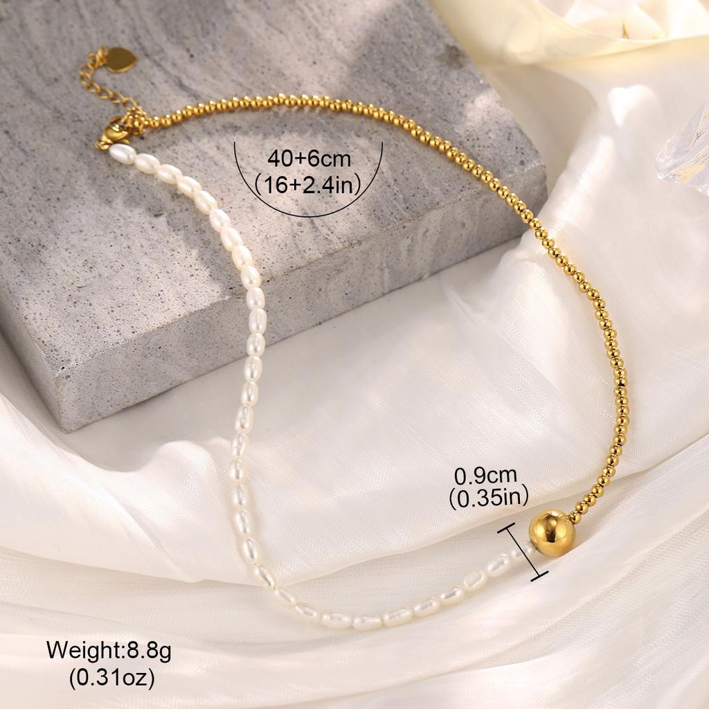 European and American necklaces, collarbone chains, simple double-layer niche fashion retro pearl love splicing chains