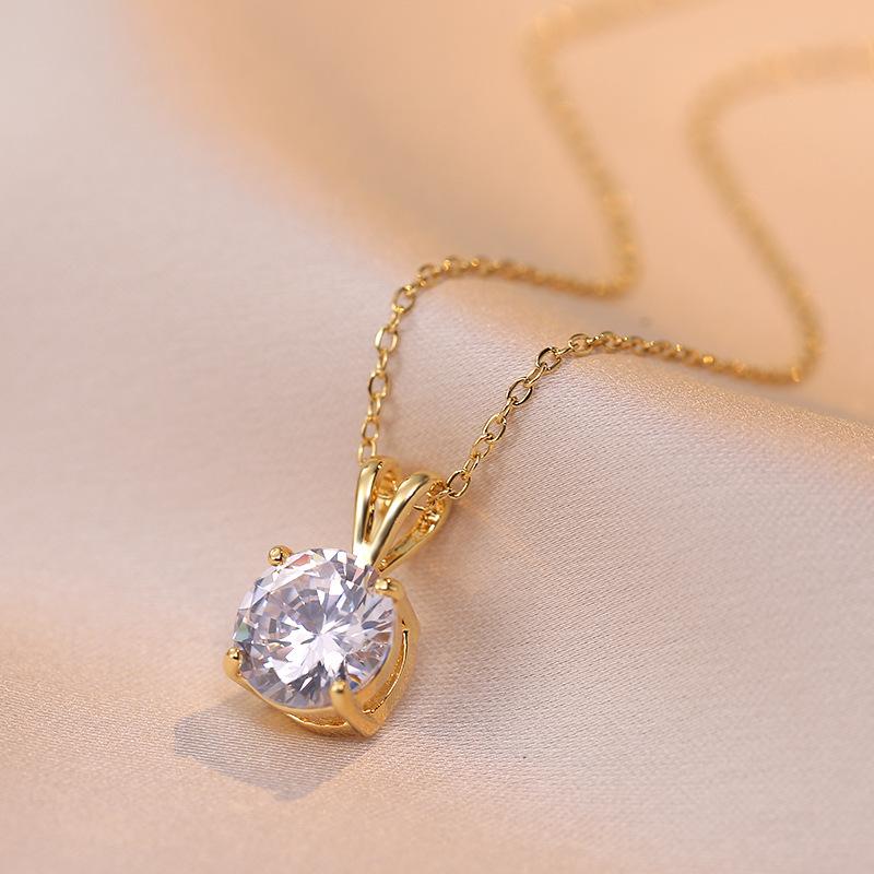 Zircon Geometric Necklace Niche Fashion New Design Pendant Temperament Exquisite Versatile Clavicle Chain