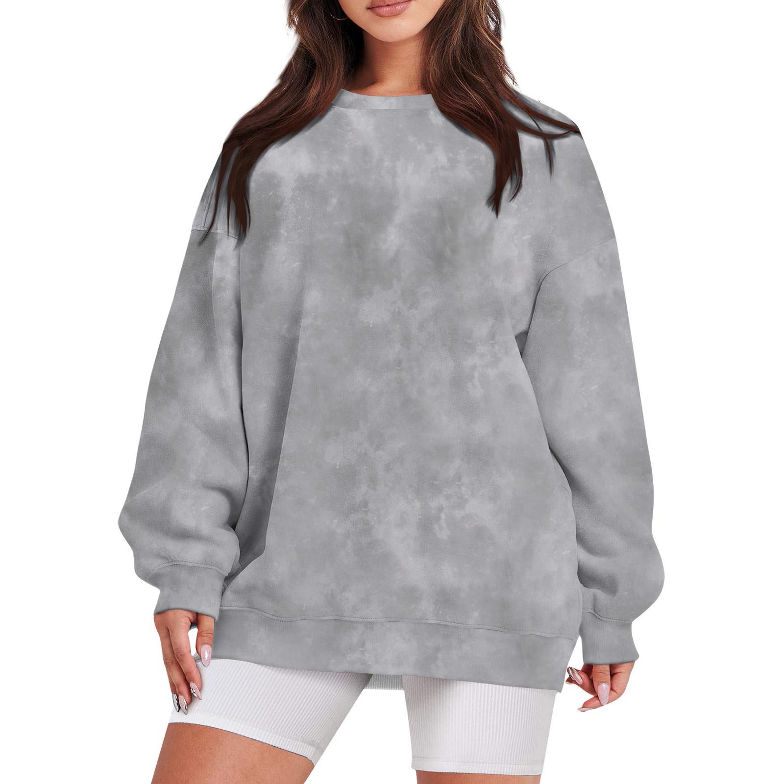 Женская повседневная модная винтажная толстовка с длинным рукавом и круглым вырезом — фото 5