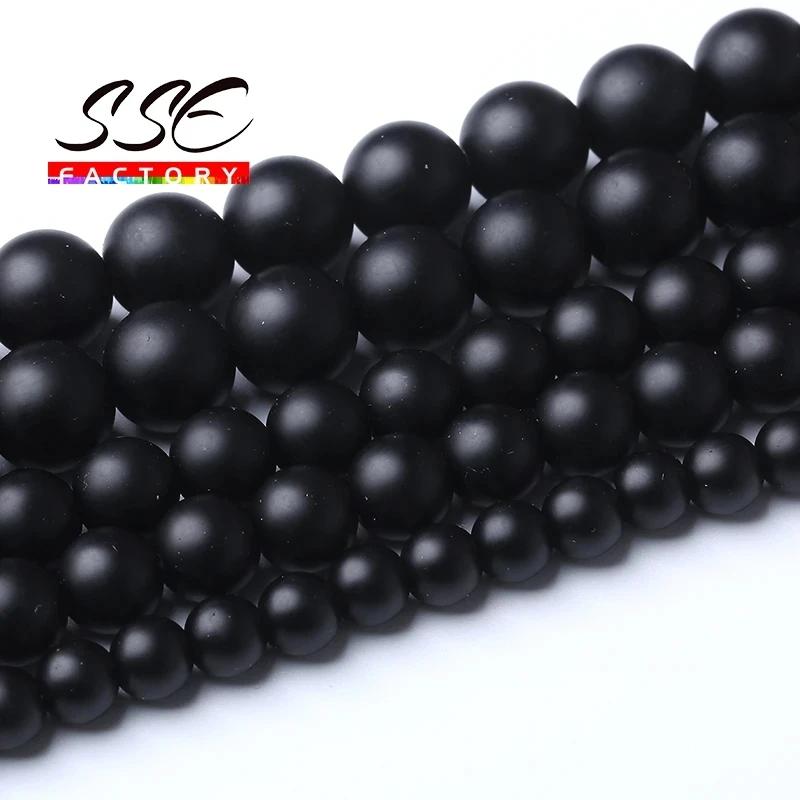 Přírodní bílé achátové kamenné korálky Onyx Kulaté volné distanční korálky Pro výrobu šperků DIY náramkové doplňky 4 6 8 10 12mm 15" palců