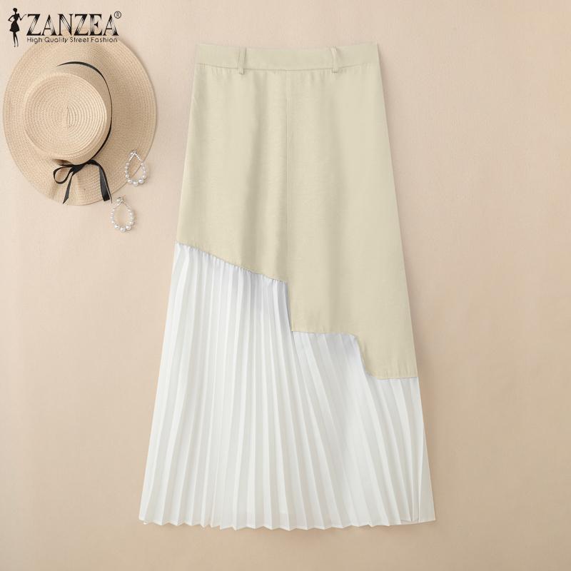 ZANZEA Womens Casual Patchwork Loose Midi Skirts