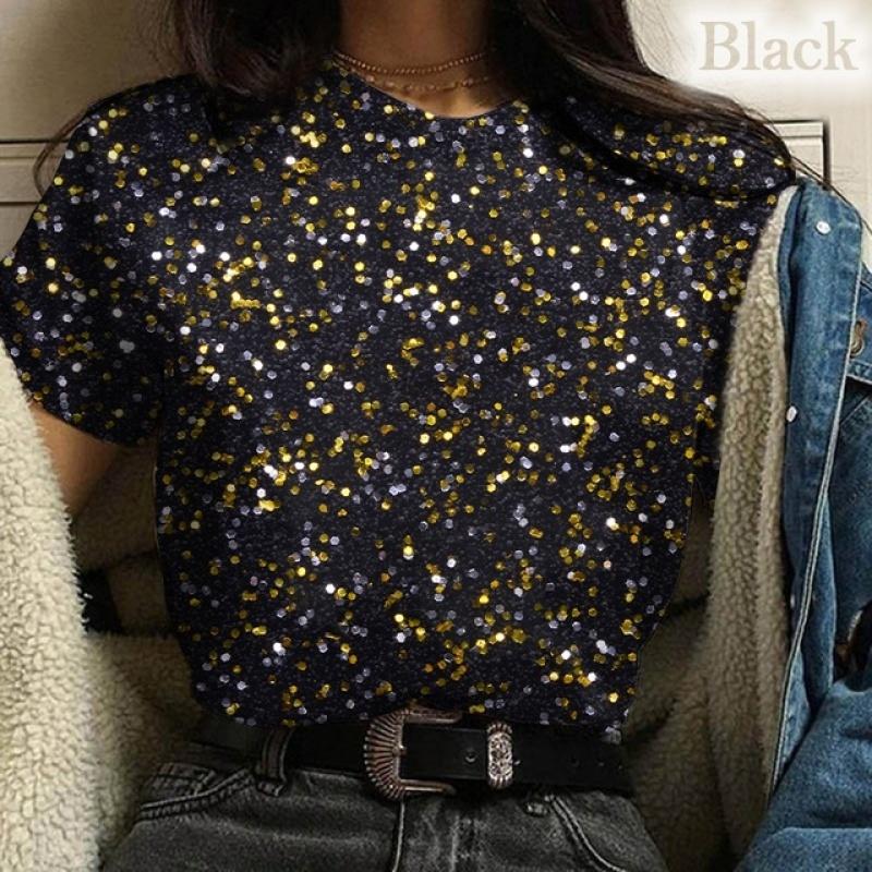 New Color Glitter Pattern 3d Print T-shirt Unisex Casual Sround Neck T Shirt