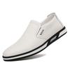 2025 Autumn New Men's Daily Casual Leather Shoes Men's Leather Breathable White Leather Shoes Driving Doudou Shoes 3068