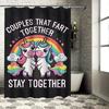 Adorable Unicorn Shower Curtain Set Funny Bathroom Decor For Couples Who Love Farting Together Stay Together Easy Installation H