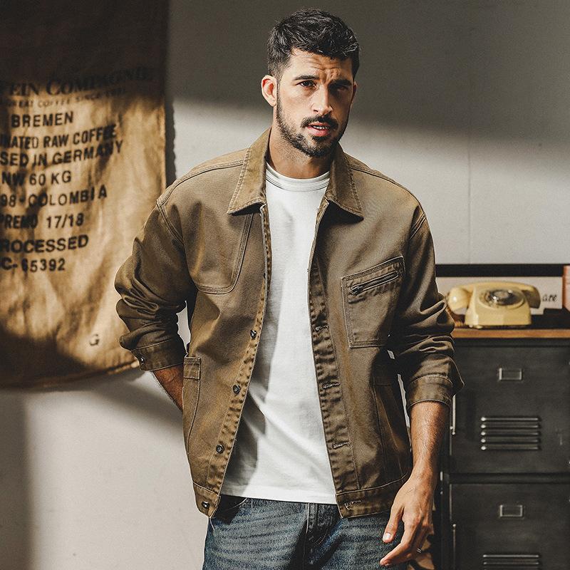 

Сверхпрочная куртка в стиле ретро для работы, мужская, модный бренд, свободного кроя, прочная, для охоты, повседневная, мужской топ M