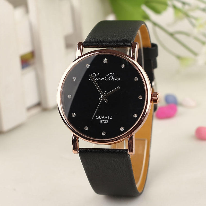 Fashion Charm Women Leatheroid Band Round Dial Quartz Wrist Watch