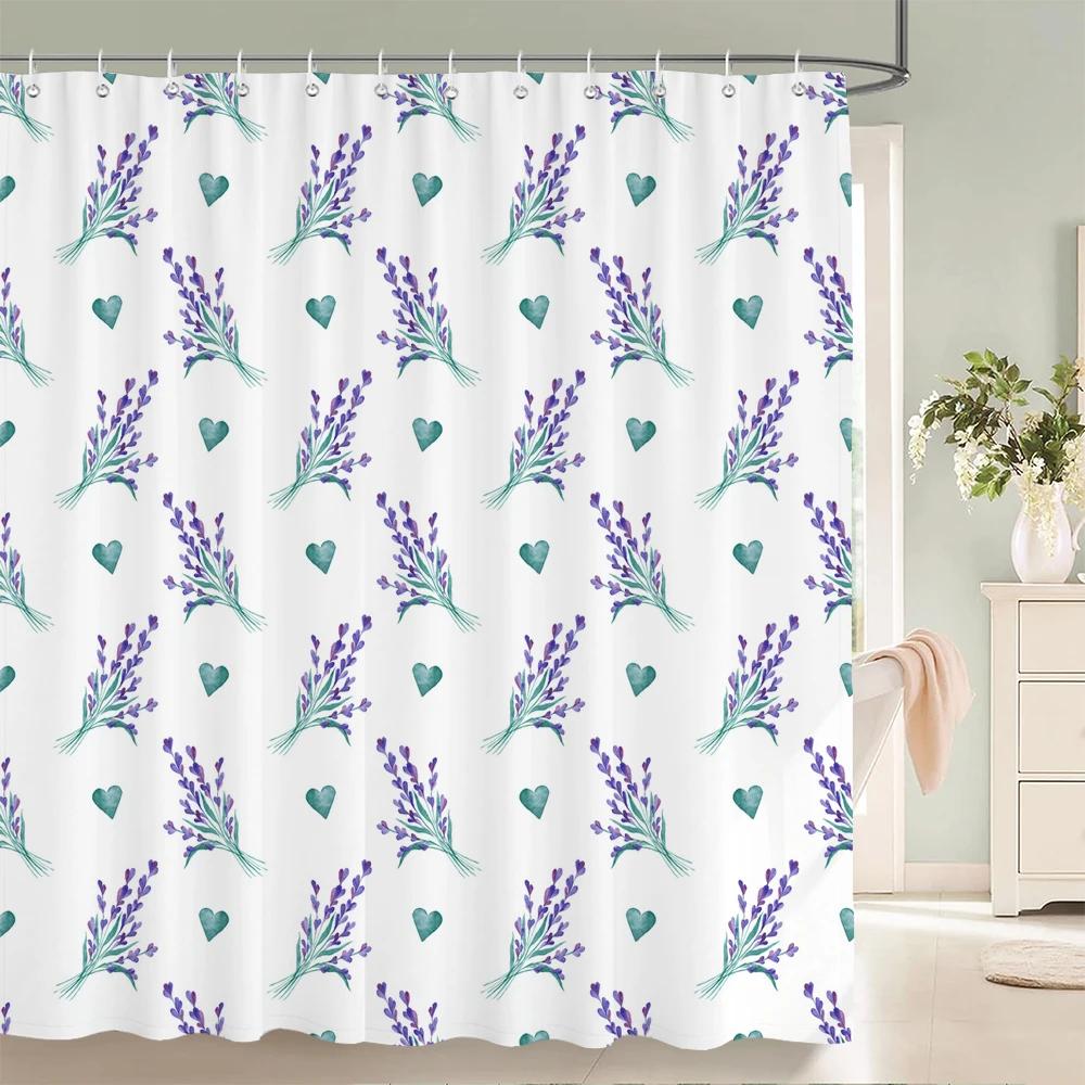 1 pack Watercolor tulip flowers pattern polyester material shower curtain bathroom partition curtain home decorative curtain