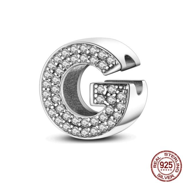 100% Real 925 Sterling Silver Letter Alphabet A-Z Charm Name Bead Fit  Bracelet Pendant Jewelry
