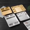 Gold Compartment Dining Plate For Food Serving Trays Stainless Steel Divided Dishes Kitchen Tableware Organization Container
