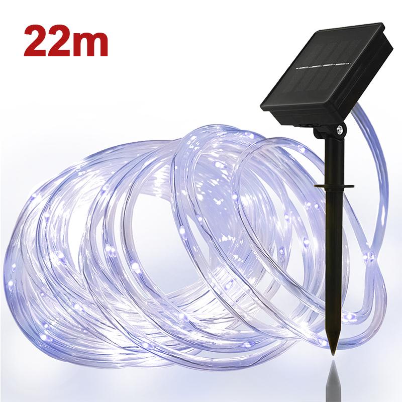7/12/22m LED Solar Light String Outdoor Waterproof Tri-color Decorative Lamp Garden Courtyard Villa Park Atmosphere Light String