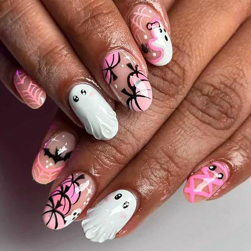 24Pcs Fall Press on Nails Medium Square Fake Nails with Autumn Leaves Designs Red Autumn Maple Leaf False Nail Thanksgiving Acrylic Nails Kit Red
