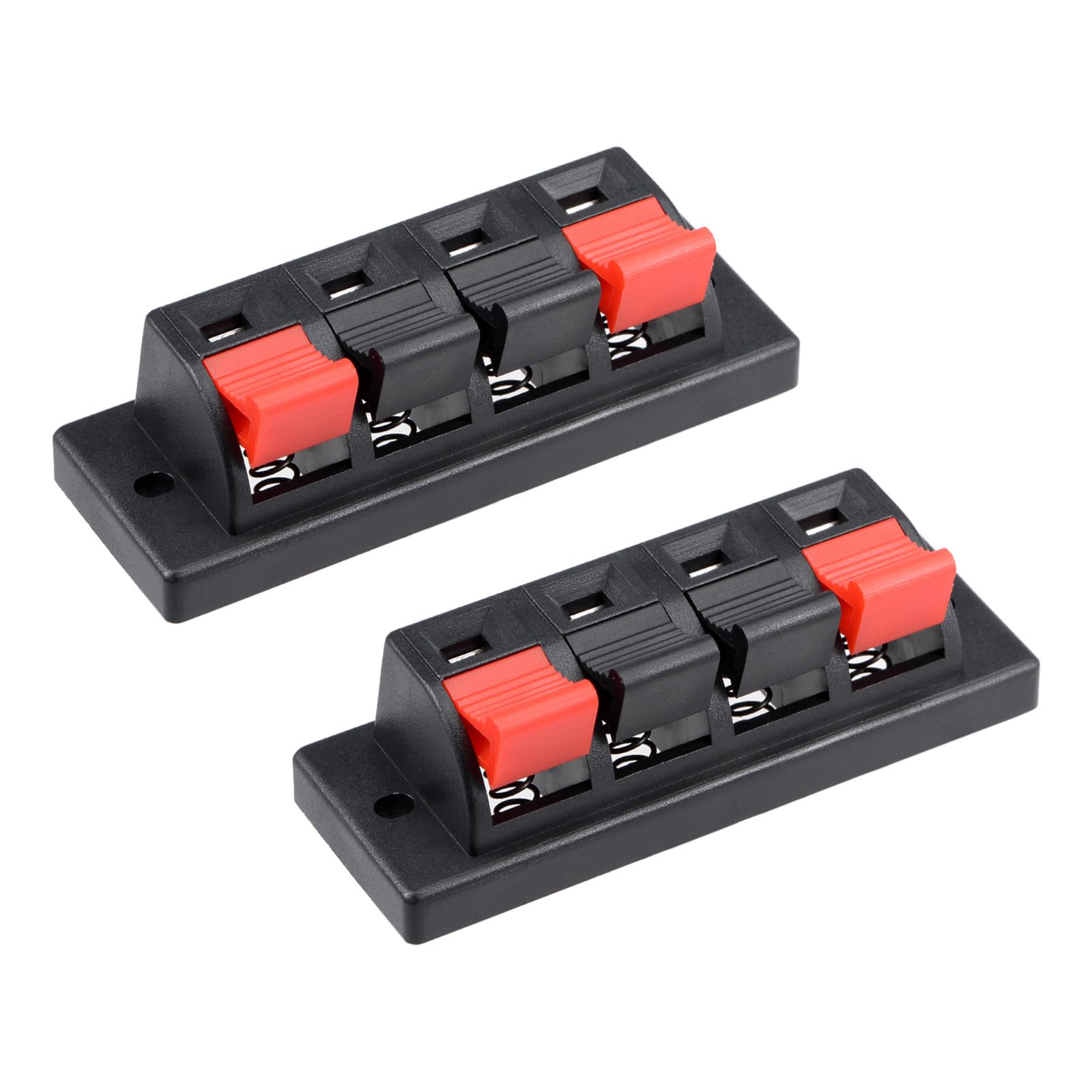 

Rebower Spring Push Release Socket Speaker Terminal Connector for Speakers and Audio Players 2pcs 4-Position 3x3.8mm / Red/Black /