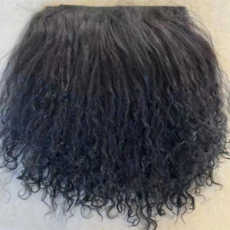 Mongolei Fell Schaffell Wolle Extensions Haarsträhne Lockige Textur Lockige Haarverlängerungen Strapazierfähig Lammfell Fell Puppe Spielzeug Zubehör