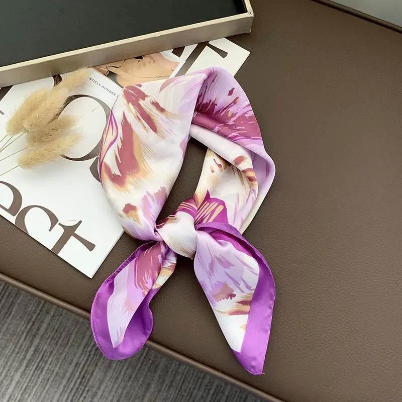 Retro 70*70 Square Scarf Colorful Silk Scarf Women Neck Scarf All-match Shawl Fashion Trendy Headscarf Women's Accessories Gifts