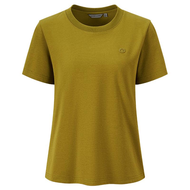 Giovanni Valentino Cotton Blend Basic Short Sleeve T-Shirt for Women L тил зеленый