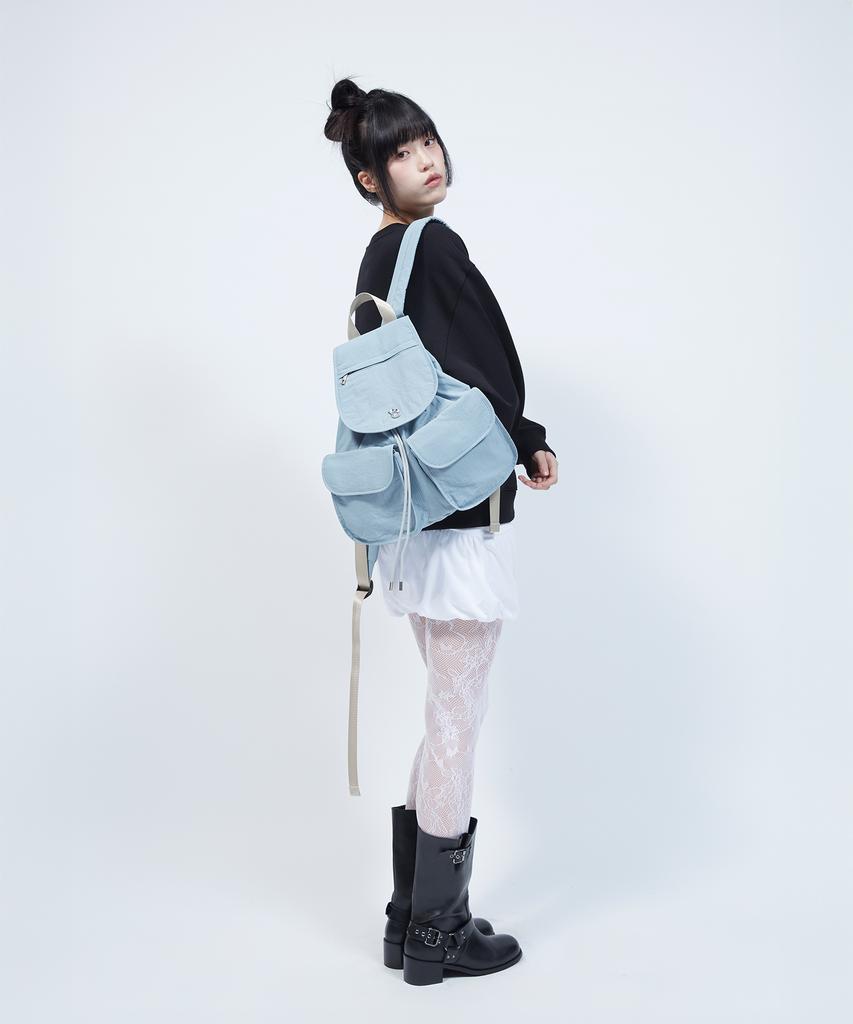 Lmr Floral Logo Light Two-Pocket Backpack Blue
