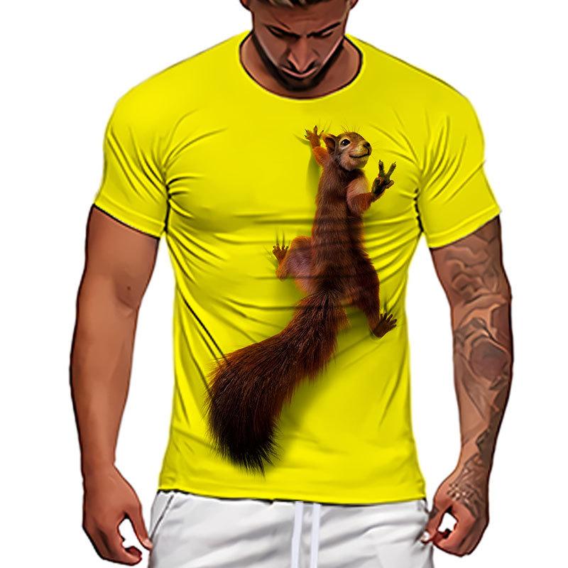 Cute Squirrel Animal 3D Printed Pattern Street Style Men's Casual T-shirt