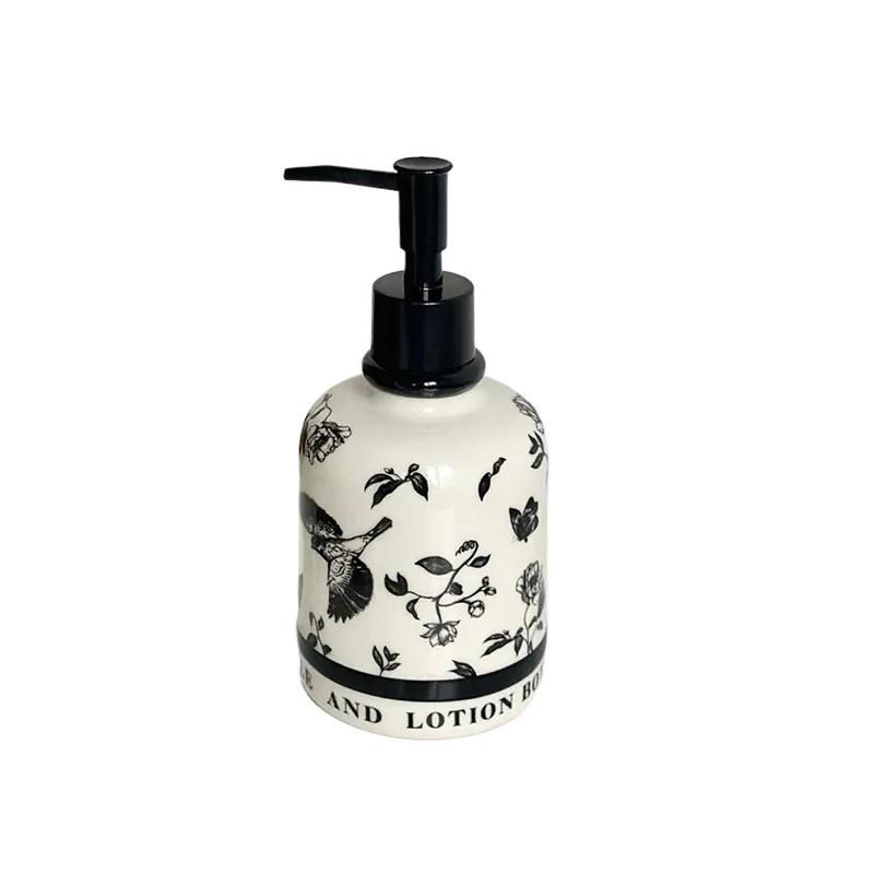 

Hand Drawn Liquid Soap Dispenser Pres Separated Bottle Bathroom Accessories Ceramic Household Body Wash Shampoo Dispenser Bottle