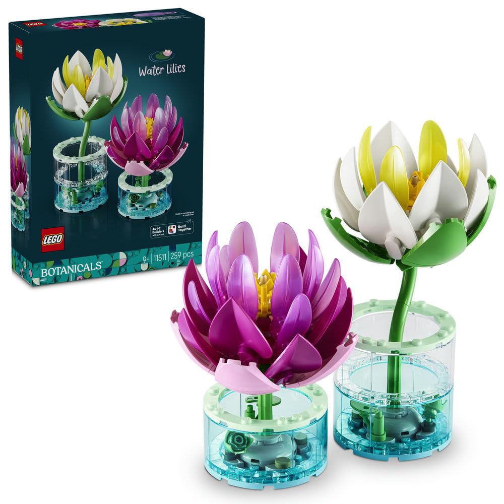LEGO Ninfea Botanica Giocattolo - Regalo di Compleanno, Mattoncini, per Bambine e Bambini, Età 9, 10, 11, Studenti della Scuola Elementare, Mazzo di Fiori, Arte
