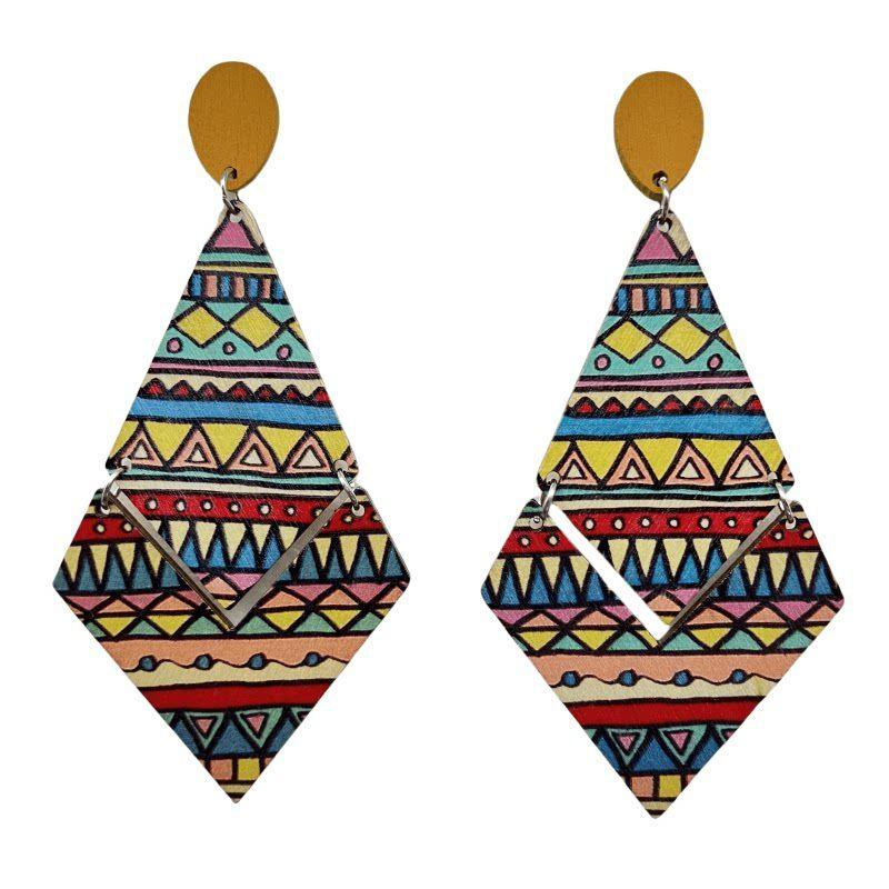 Bohemian Style Exaggerated European and American Long Contrasting Color Earrings, Fashionable and Versatile Holiday Vintage Accessories