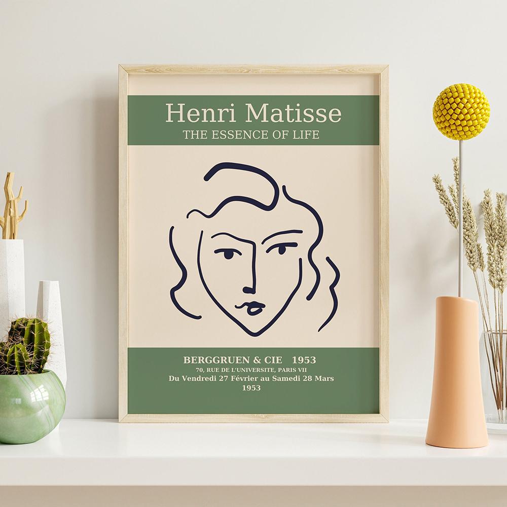 Matisse Gallery Museum Wall Art Poster Print Green Canvas Painting Fashion Abstract Modern Oil Line Woman Room Home Decor Mural