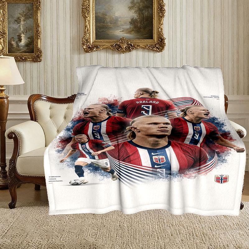 1 Stück Gemütliche Heimdruck-Kuscheldecke, Erling Haaland Decke Für Bett- und Sofanutzung, Besonderes Geschenk für die Familie