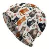 A Casual Outdoor Style Knitted Hat Featuring a Cat Theme - with Adorable Colorful Cats And Butterfly Flower Patterns, Made from Durable Knitted Fabric