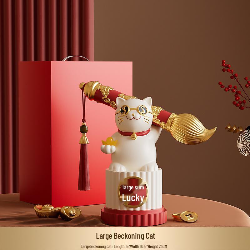 Large Resin Maneki-neko Tree Ornament for Attracting Wealth – New Store Opening or Housewarming Gift.