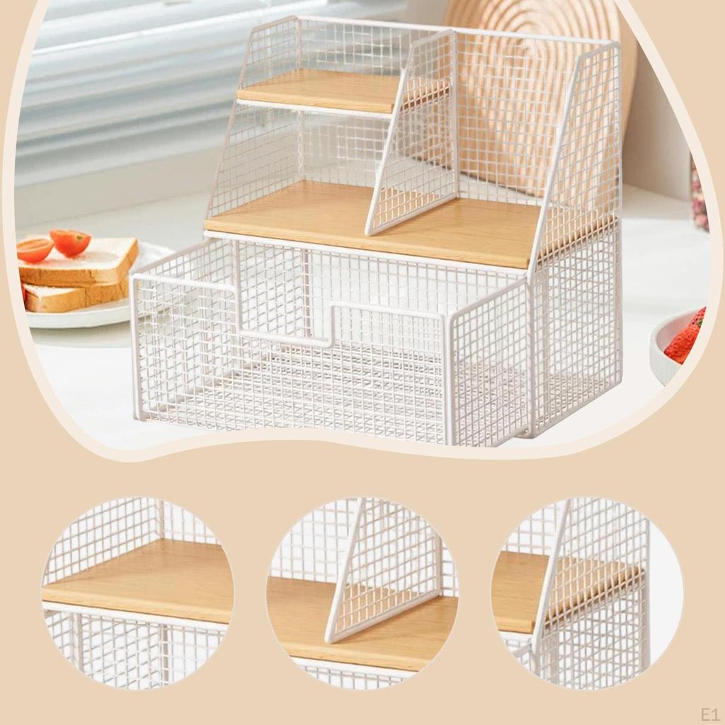 Organizer Station with Compartment Display Stand Storage Holder Rack for Pantry Dorm Cabinet