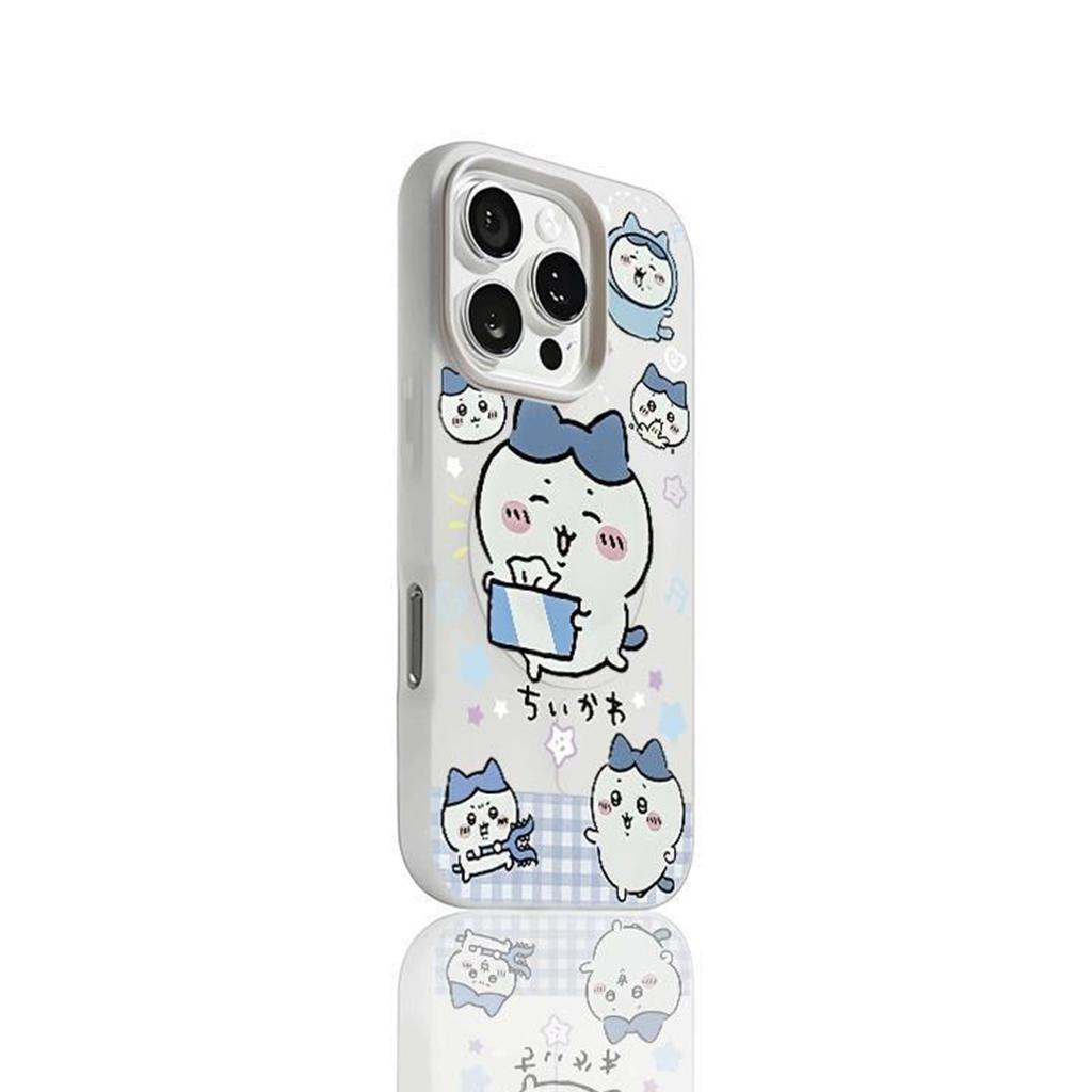 Frosted Jelly Magnetic 2-in-1 Phone Case for Apple Chain Lanyard Fashionable Cute Cartoon Magnetic Phone Case