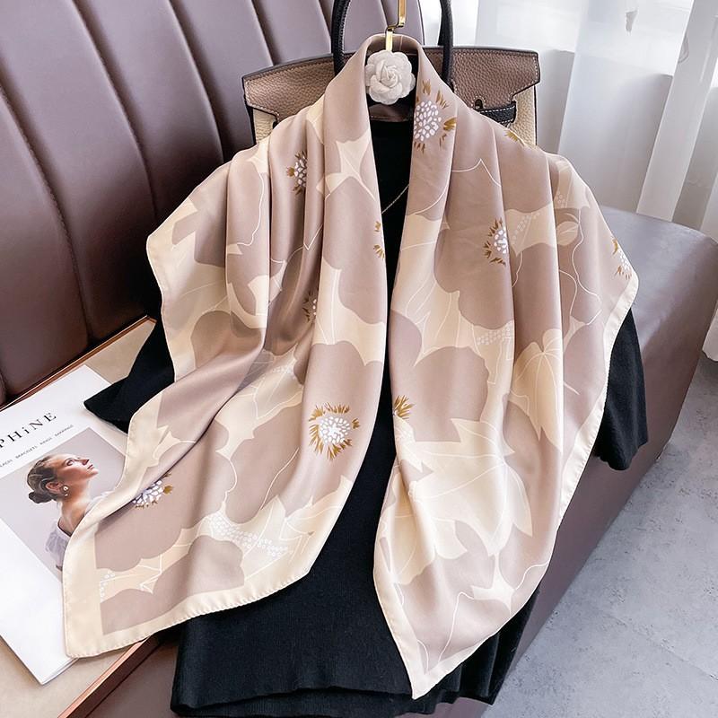 Summer new fashion trend scarf female navy style professional square scarf simulation silk 91 shawl European and American sunscreen silk scarf
