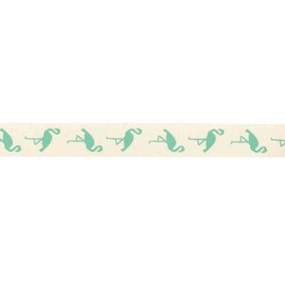 MégaCréa DIY - Green Flamingo Printed Cotton Ribbon 1.5 Cm 2 M