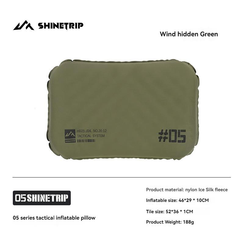 ShineTrip 05 Tactical Inflatable Pillow Outdoor Camping Travel Pillow Portable Lumbar Support Cushion for Business Trips зелёный