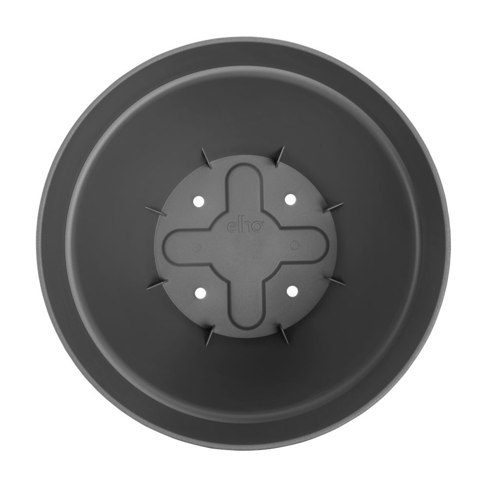 ELHO Lot de 2 pots de fleurs rond avec soucoupes Vibia Campana + Loft - Ø29,8 x H25,8cm + soucoupe Ø21 x H2,8cm - 22 L - Noir