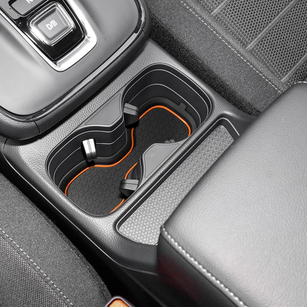 For Honda CRV Accessories  2024 2025 2026 3D Cup Holder Center Console Liner Erts Silicone Anti-Dust Mat Pad Interior Decoration (2 Pcs, Orange Trim)