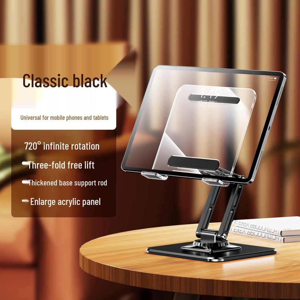 360° Rotating Metal Tablet & Phone Stand - Foldable Desktop Holder