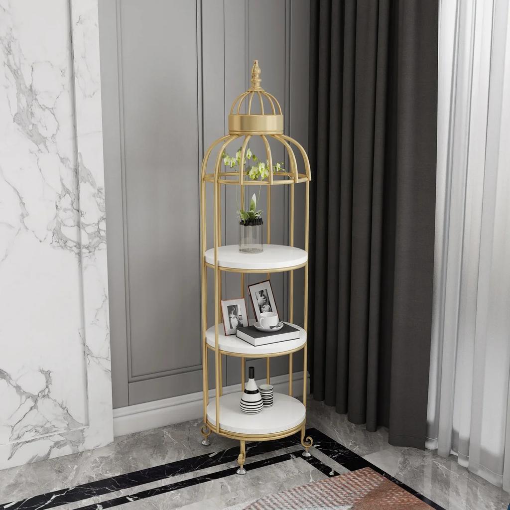 Nordic Bird Cage Flower Rack Living Room Shelf Corner Floor Multilayer Storage Cosmetics Shop Window Display Furniture
