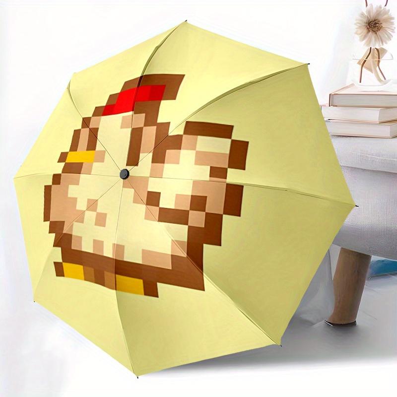 Chicken Pixel Stardew Valley Automatic Folding Umbrella with Sturdy Iron Frame, Portable Compact Travel Umbrella All-Season Use Parties025
