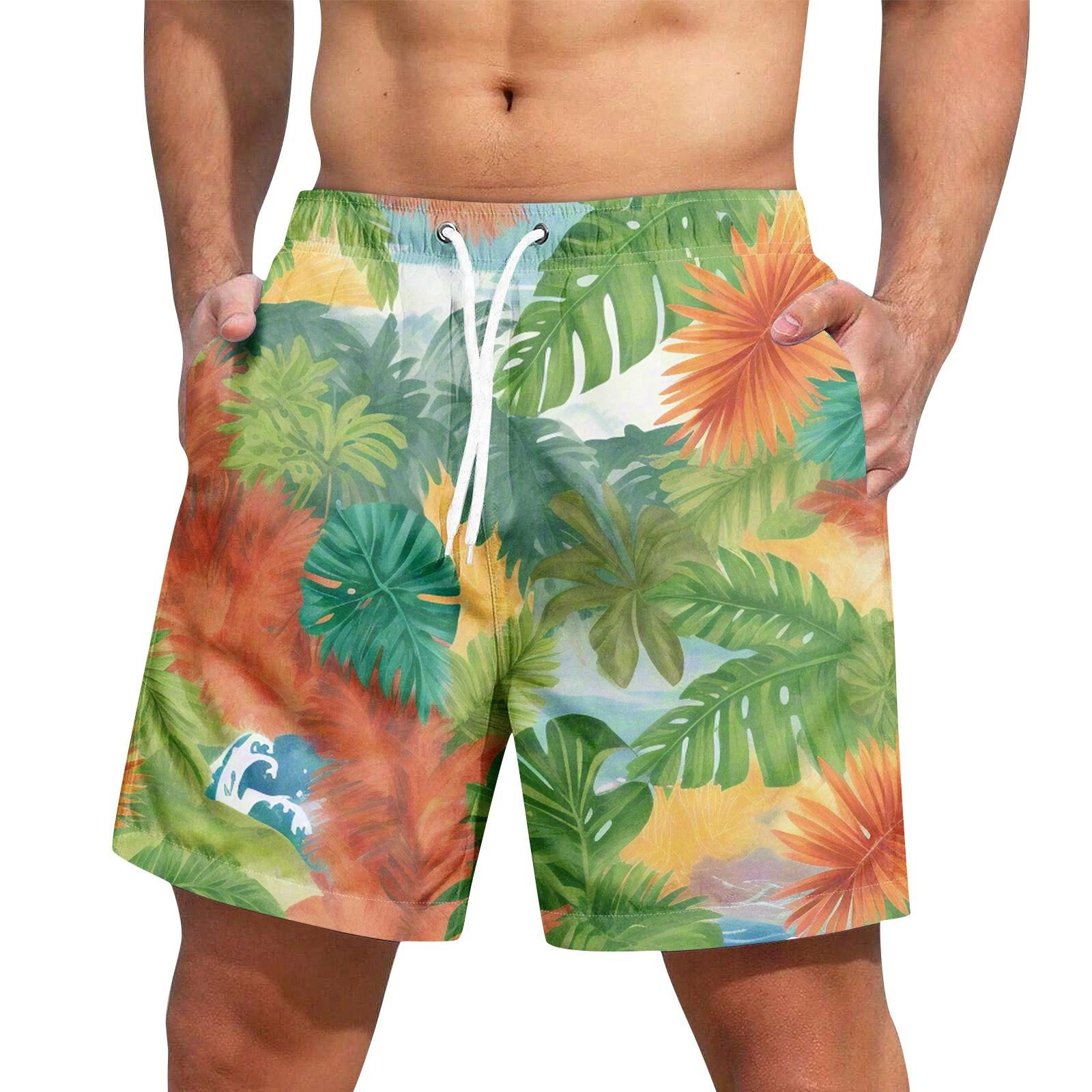 

Мужские гавайские шорты на шнуровке, повседневные брюки XXXXXL зелёный