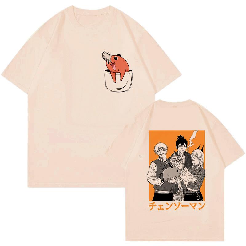Unisex Mange Y2k Kleidung Japanischer Anime Chainsaw Man T-Shirt 90er Lustiges Pochita T-Shirt Makima Harajuku Grafik-T-Shirts Tops T-Shirt
