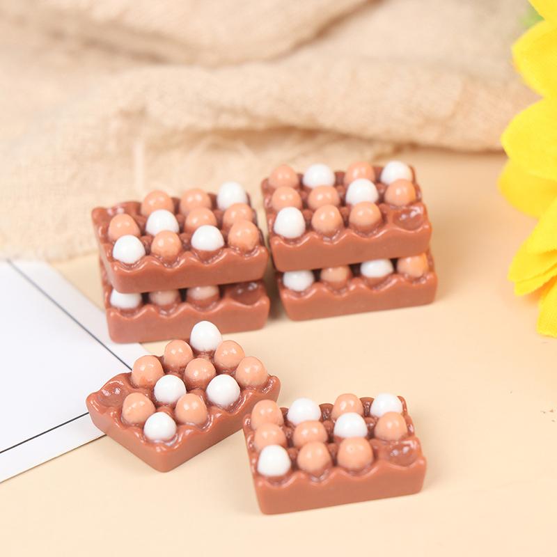 6Pcs 1:12 Dollhouse Miniature Eggs Kitchen Food Model Kitchen Decor