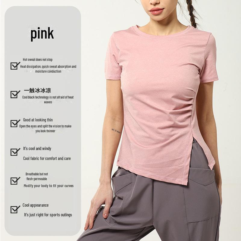 

Женская быстросохнущая свободная футболка для йоги и бега, блузка для фитнеса с короткими рукавами L