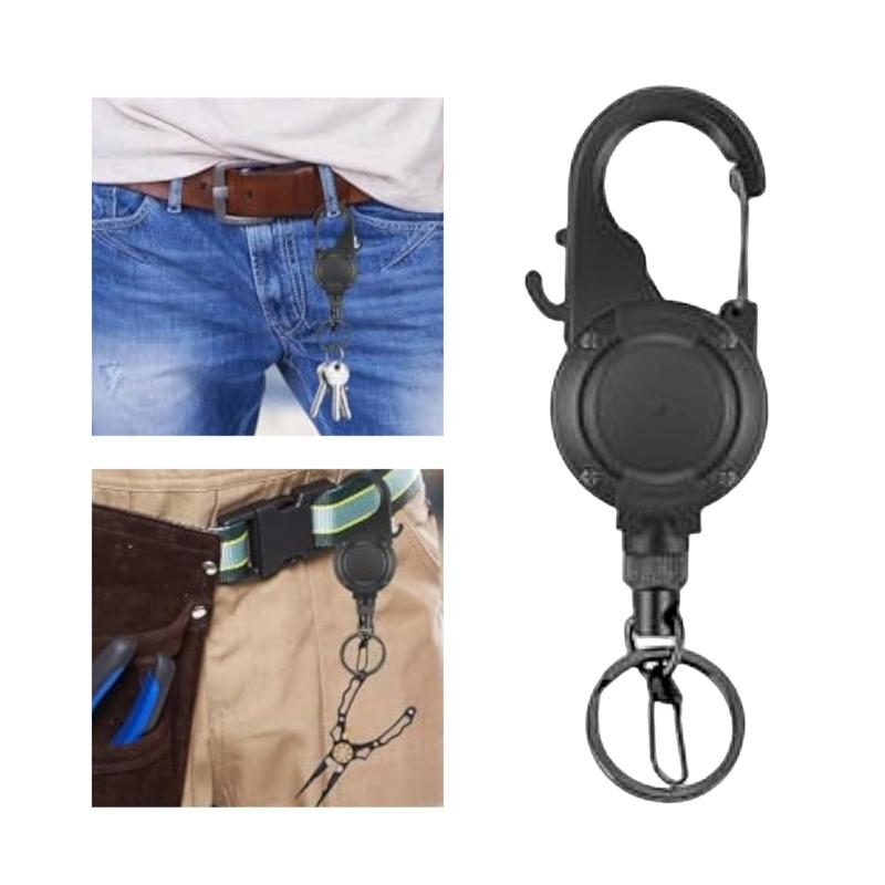 Retractable Pull Badges Holder Steel Wire Rope Buckle Key Holder Chain Outdoor Antitheft Keychain Tool Enduring