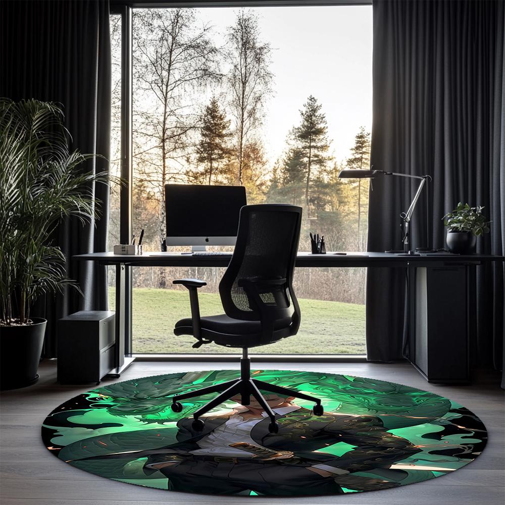 Roronoa Zoro Printed Round Rug Carpet Chair Rug Area Rug Entryway Doormats,for Office Chair Living Room Bedroom Kitchen Room.