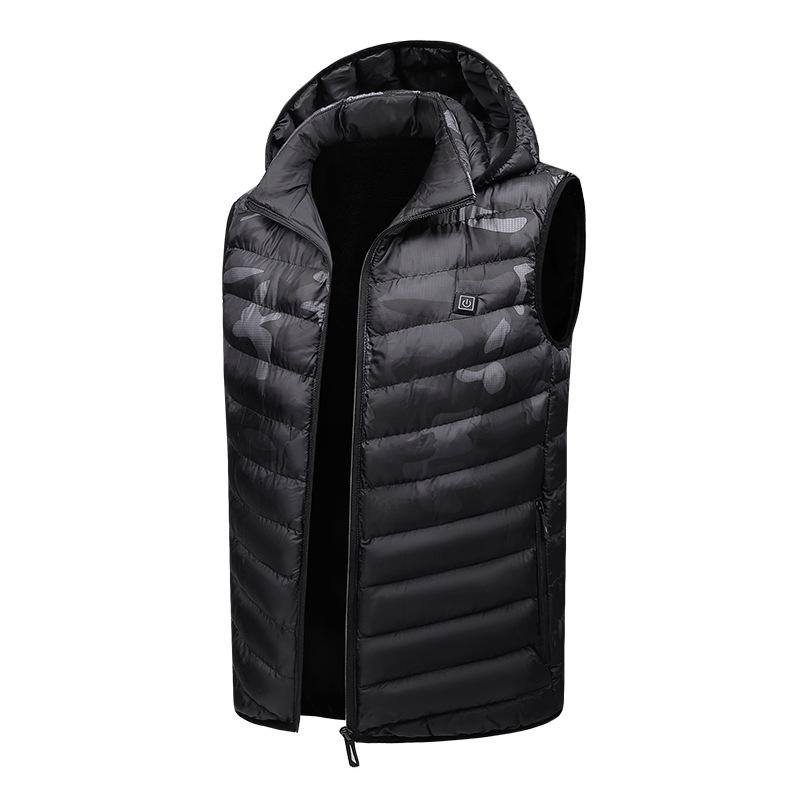Men's Heated Hooded Winter Vest - Electric, Warm, Cotton, Plus Velvet