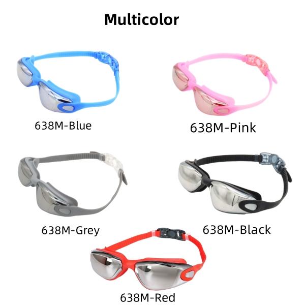 Male and Female Large Frame Plated Anti-Fog UV Protection PC Lens Durable Waterproof Swim Goggles for Adults