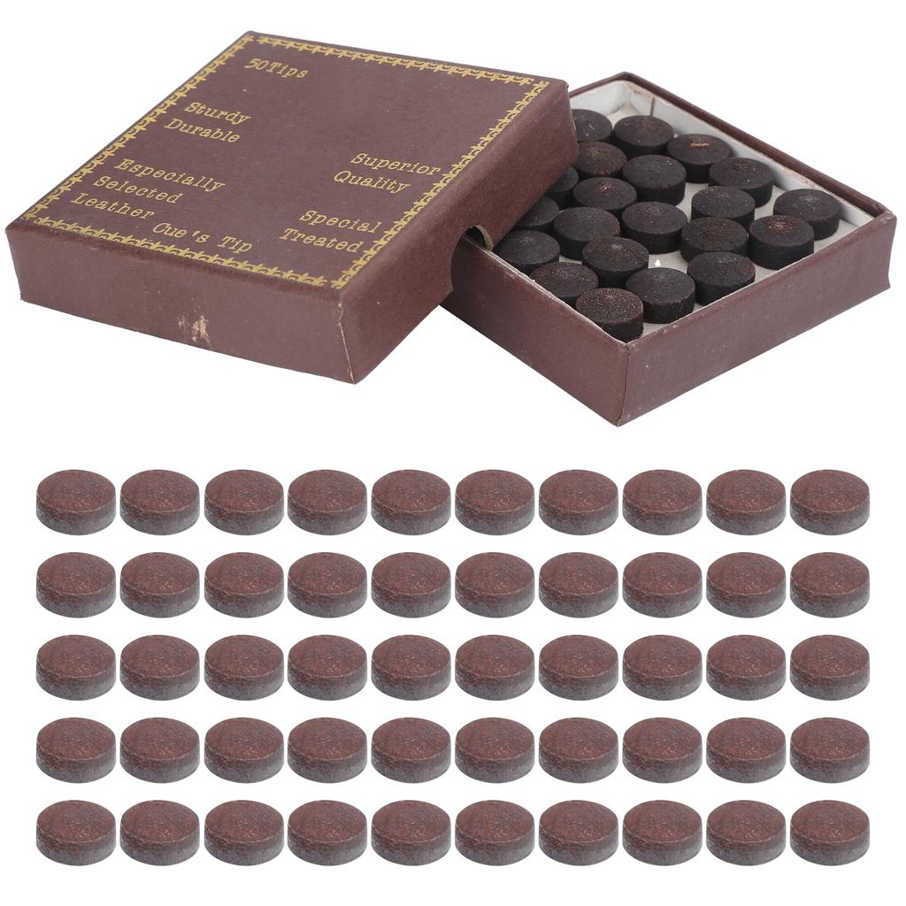 50 Stück/Box 10mm Queue-Spitzen Set Snooker Rote Leder Queue-Stick Spitzen für Pool Eight Ball